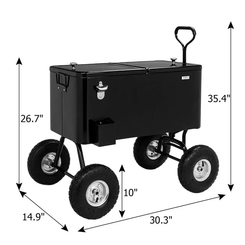 VINGLI 80-Quart Heavy-Duty Rolling Cooler with All-Terrain Wheels