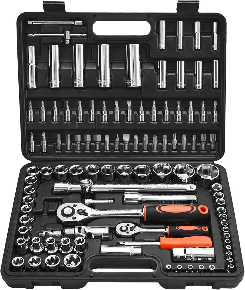 VEVOR Professional Mechanics Tool Set â€?Metric & Standard Socket Kit with Deep and Regular Sockets