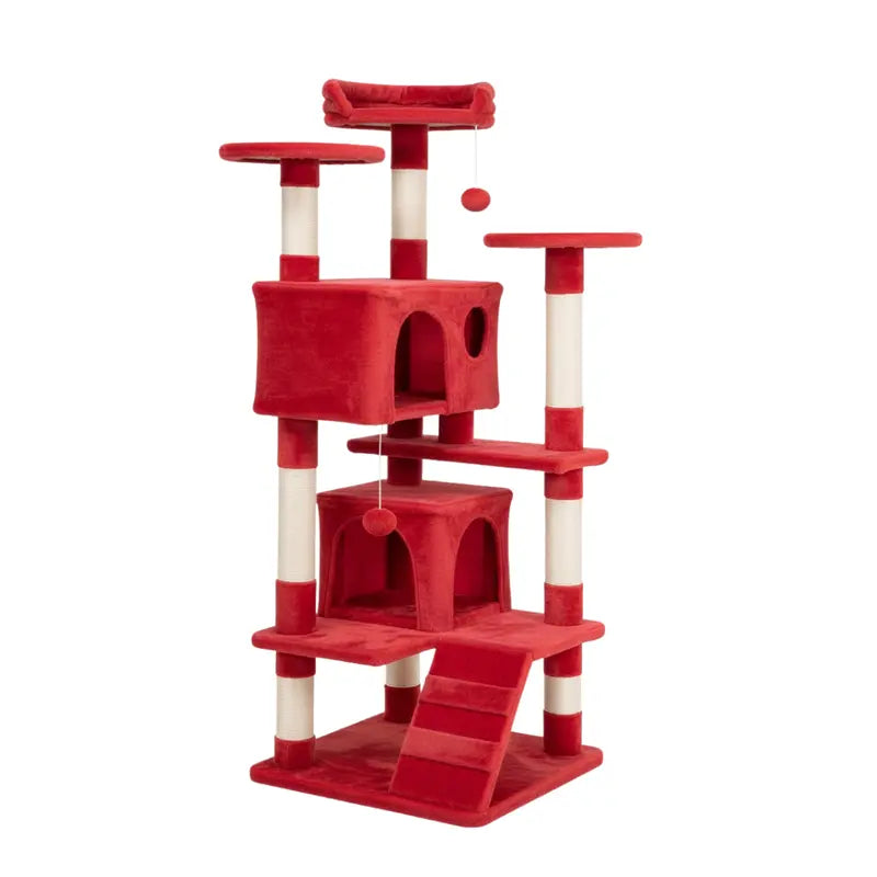 Sturdy Cat Tree with Perched Platforms, Scratching Surfaces, and Enclosed Condos