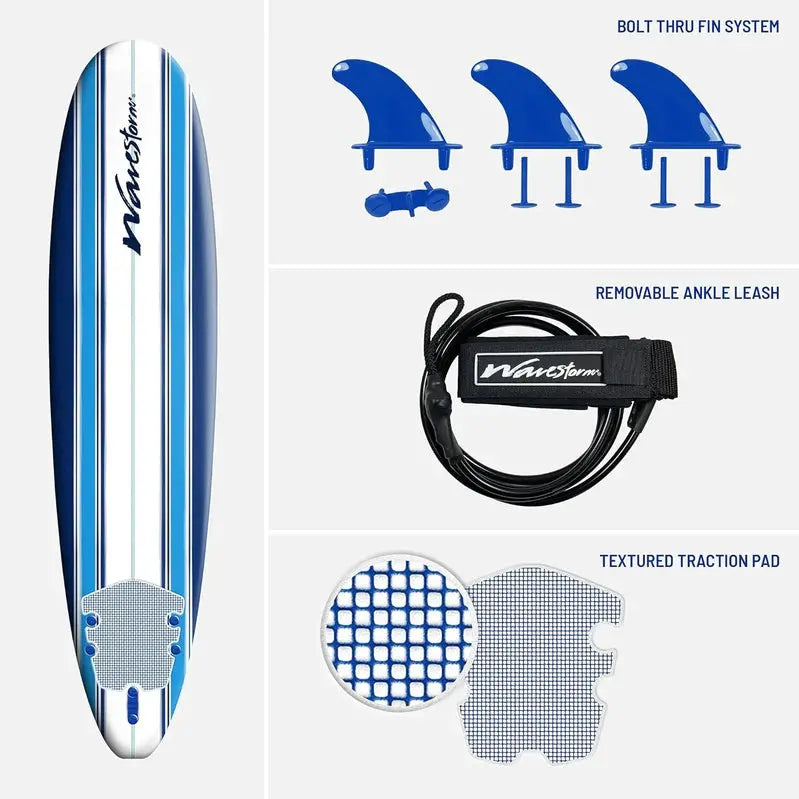Wavestorm 8-Foot Soft-Top Surfboard â€?Foam-Cored Longboard for Beginners & All Skill Levels