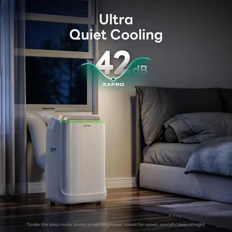 ZAFRO 8,000 BTU Portable AC Unit â€?4-Mode Energy-Efficient Cooler with Remote, 24-Hour Timer, Ideal for Bedrooms & Dorms, White Design