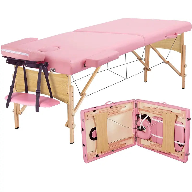 Yaheetech Portable Folding Massage Table â€?Adjustable 2-Fold Spa Bed with Carry Bag, Black
