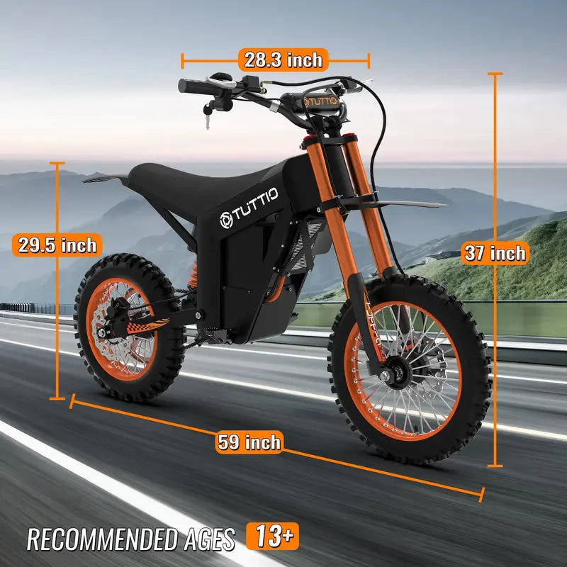 TUTTIO Soleil01 Adult Electric Dirt Bike â€?2000W Motor, 48V/21Ah Battery, 37 mph, Full Suspension