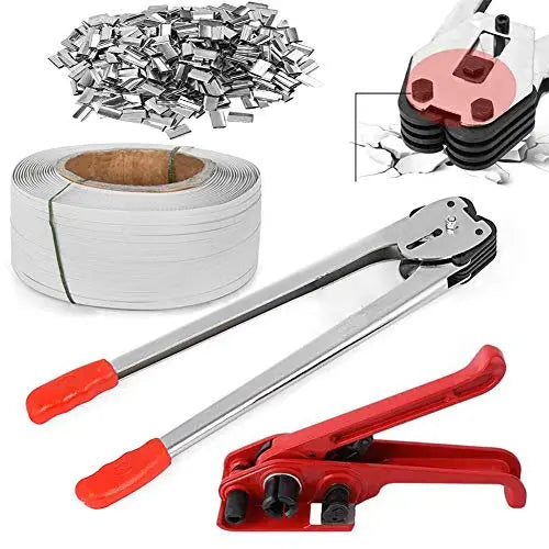 Uyoyous Heavy Duty PET/PP Poly Strapping Kit with Steel Tensioner & Sealer Tools, 1/2â€?x 3937' Roll for Shipping