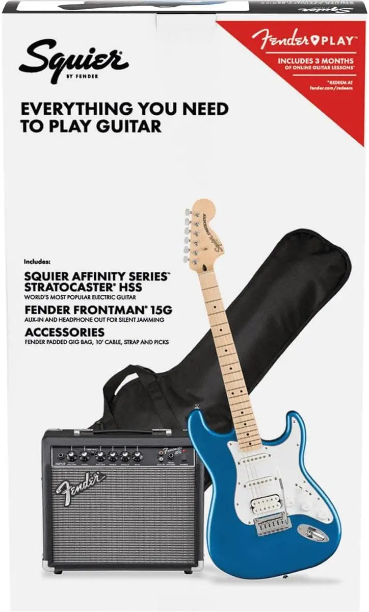Squier Affinity Stratocaster Pack â€?HSS Pickup Configuration, Maple Fingerboard, Lake Placid Blue