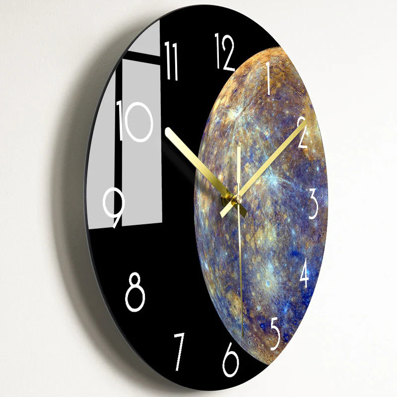 Modern Silent Quartz Wall Clock – Glass Style Living Room Decor (Battery Powered)