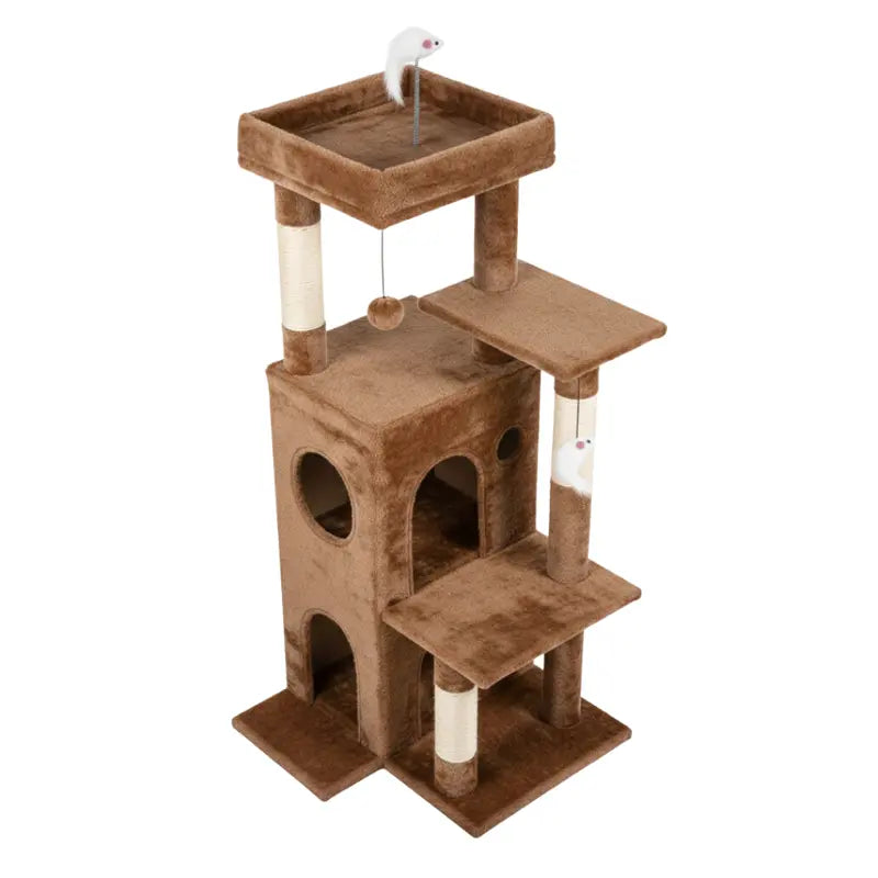 Step-Style Cat Tree with Caves, Vertical Scratching Poles, and Sturdy Base