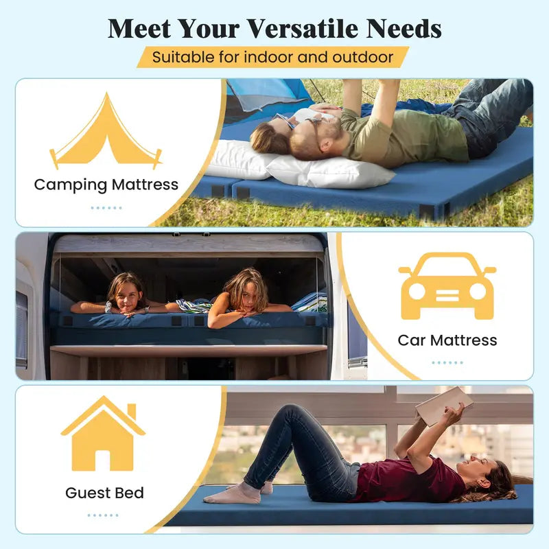 Twin-Size Memory Foam Sleeping Pad â€?Portable Camping Mattress with Non-Slip Bottom (74â€?x 38â€?