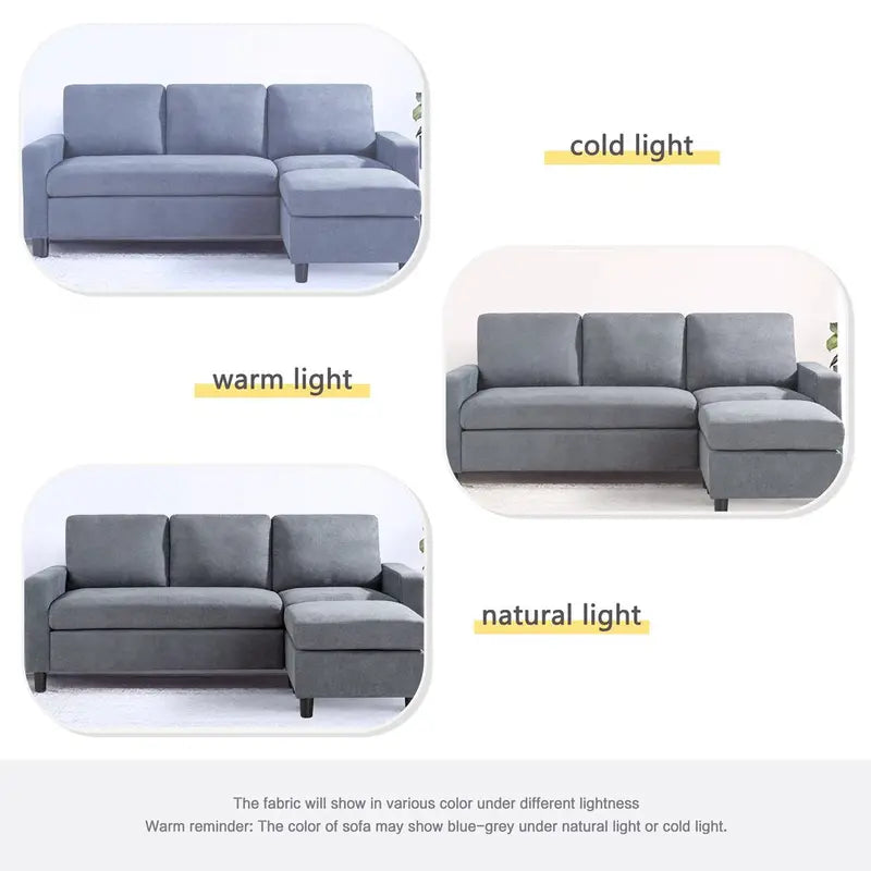 Walsunny Convertible Sectional Sofa Couch, L-Shaped Couch with Modern Linen Fabric