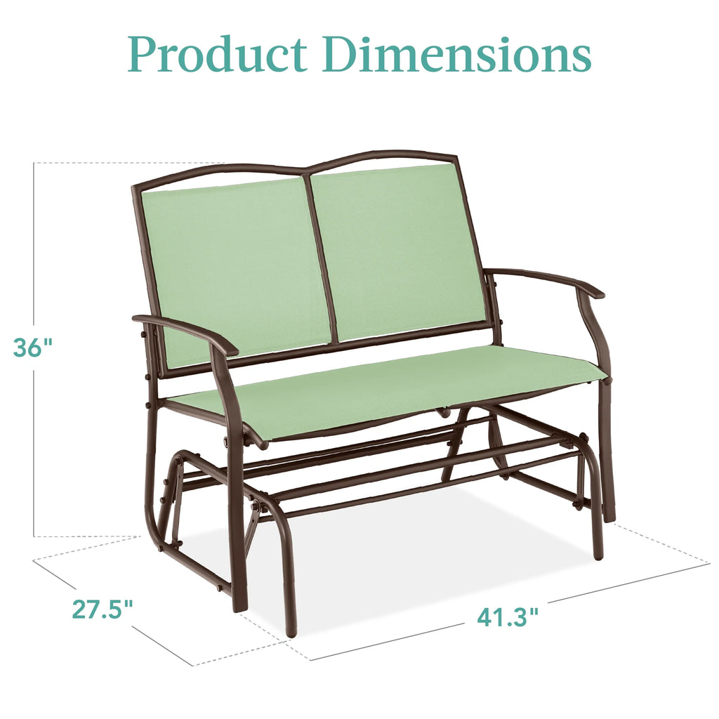 Best Choice Products 2 - Person Outdoor Swing Glider, Steel Patio Loveseat, Bench Rocker W/ Armrests - Gray