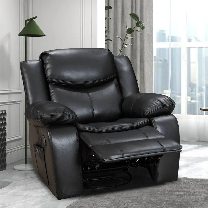 Wide-Seat Leather Recliner with Heating and Massage Functions â€?Durable Upholstered Lounge Chair
