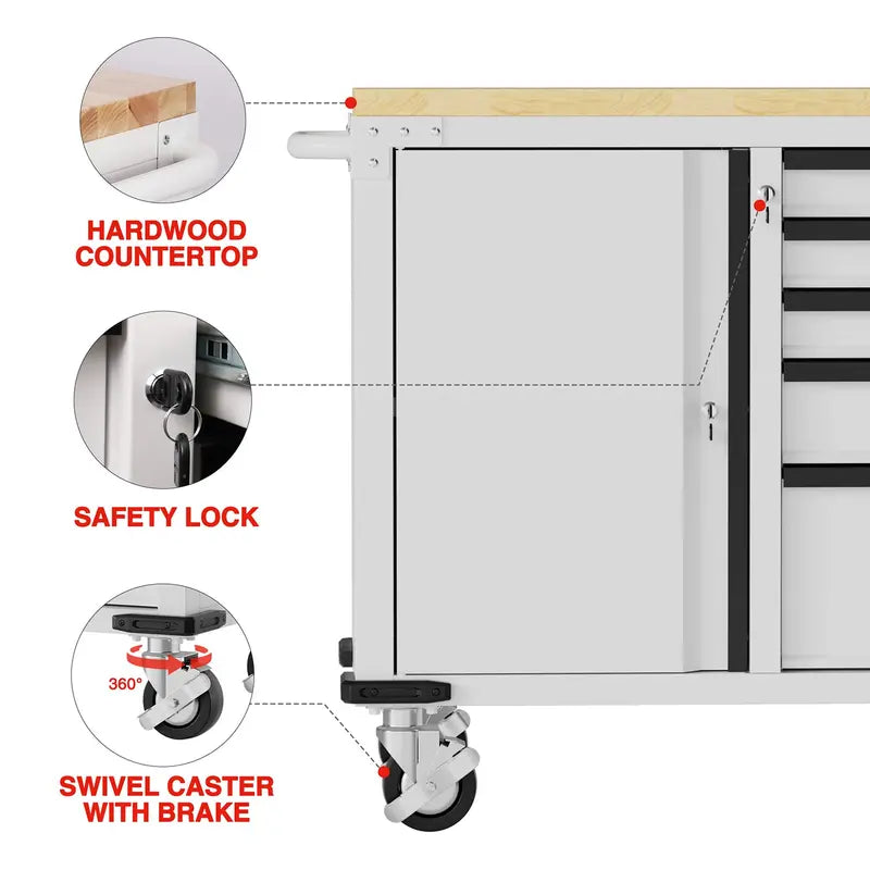 WORKPRO 52-Inch Heavy-Duty Rolling Tool Chest â€?5-Drawer Cabinet with 1000-Lb Load Capacity