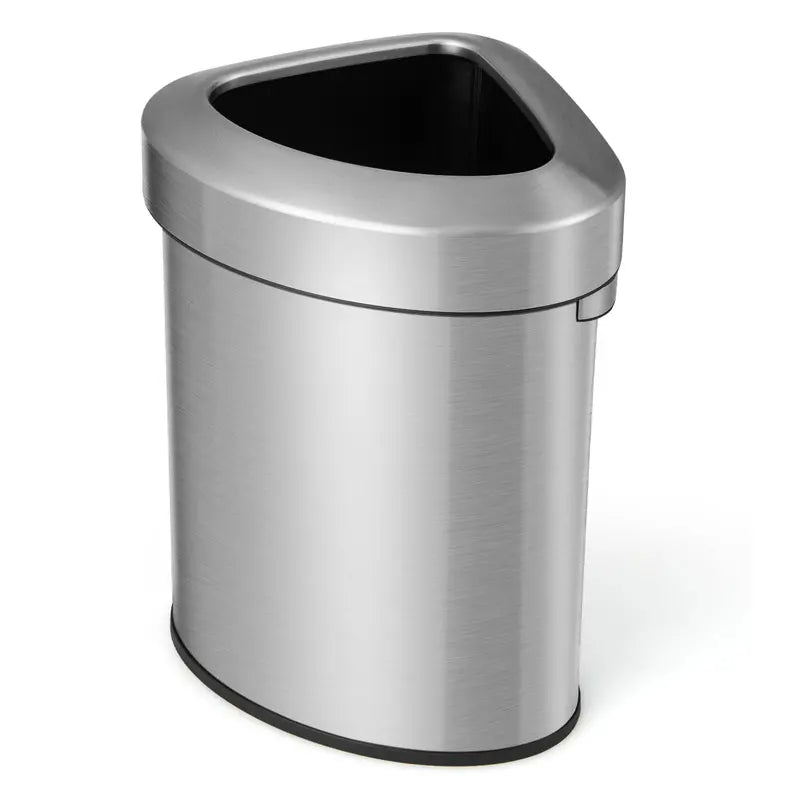 Stainless Steel Triangular Corner Trash Can â€?16-Gallon (60L) with Lid