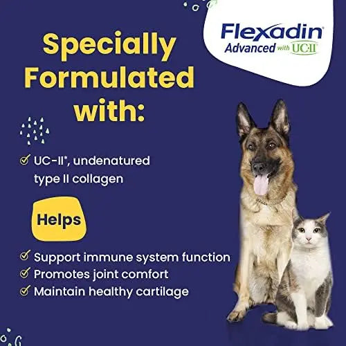 Vetoquinol Flexadin Advanced Hip & Joint Supplement with UC-II Collagen, 60 Vet-Approved Chews for Dogs & Cats
