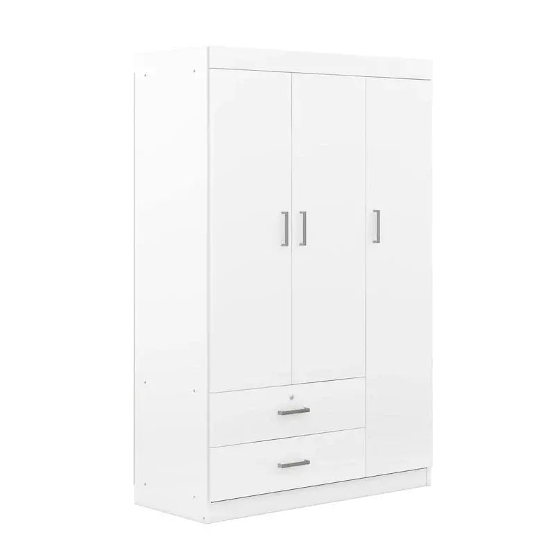 Three-Door Wardrobe with Dual Lower Drawers â€?Space-Saving Bedroom Storage