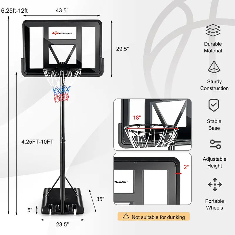 Versatile Outdoor Basketball Hoop â€?Height-Adjustable Goal System (4.5â€?0 ft) for All Ages