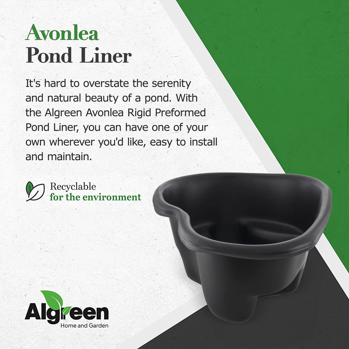 Algreen Rigid Plastic Pond Liner, 33 Gallon Base Accessory for Backyard Ponds - Avonlea