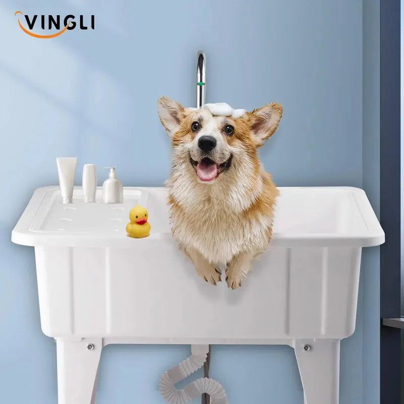 VINGLI Multipurpose Utility Sink with Stainless Steel Faucet for Laundry & Garage