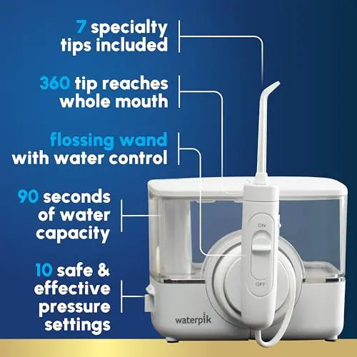 Waterpik ION Professional Rechargeable Water Flosser, 10 Settings, 7 Tips, ADA Accepted, White