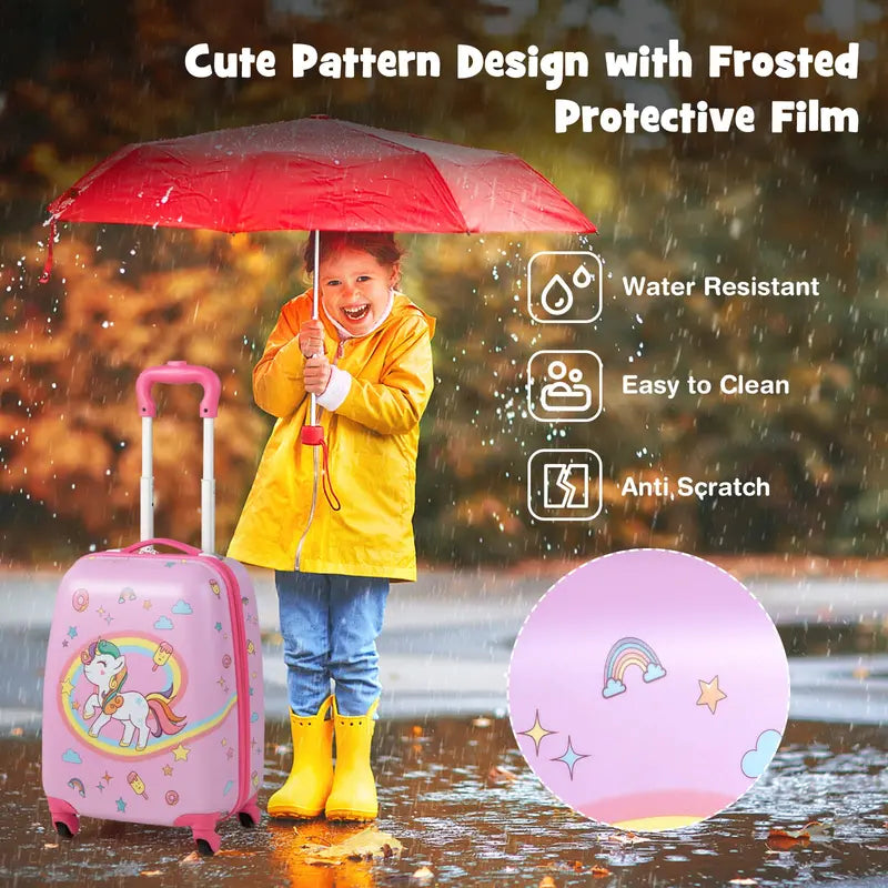 Two-Piece Kids Luggage Set: 12â€?+ 16â€?Lightweight Spinner Suitcases