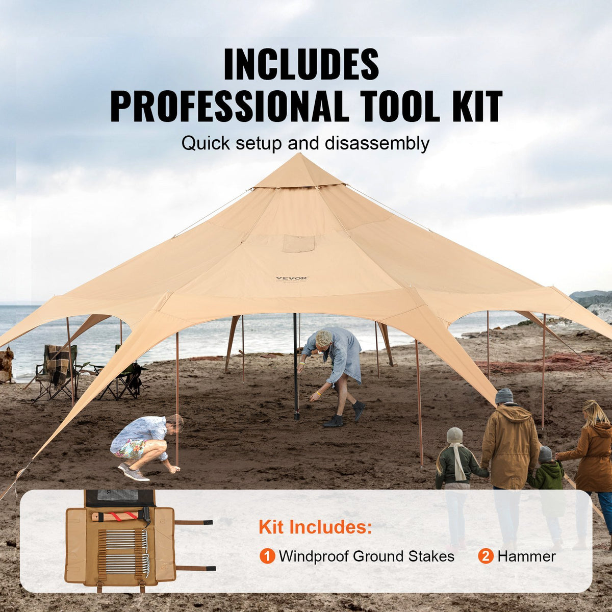 Heavy - Duty 16.4ft Canvas Bell Tent - 4 Season Camping Tent with Stove Jack, Spacious for 8, Outdoor Party & Hunting