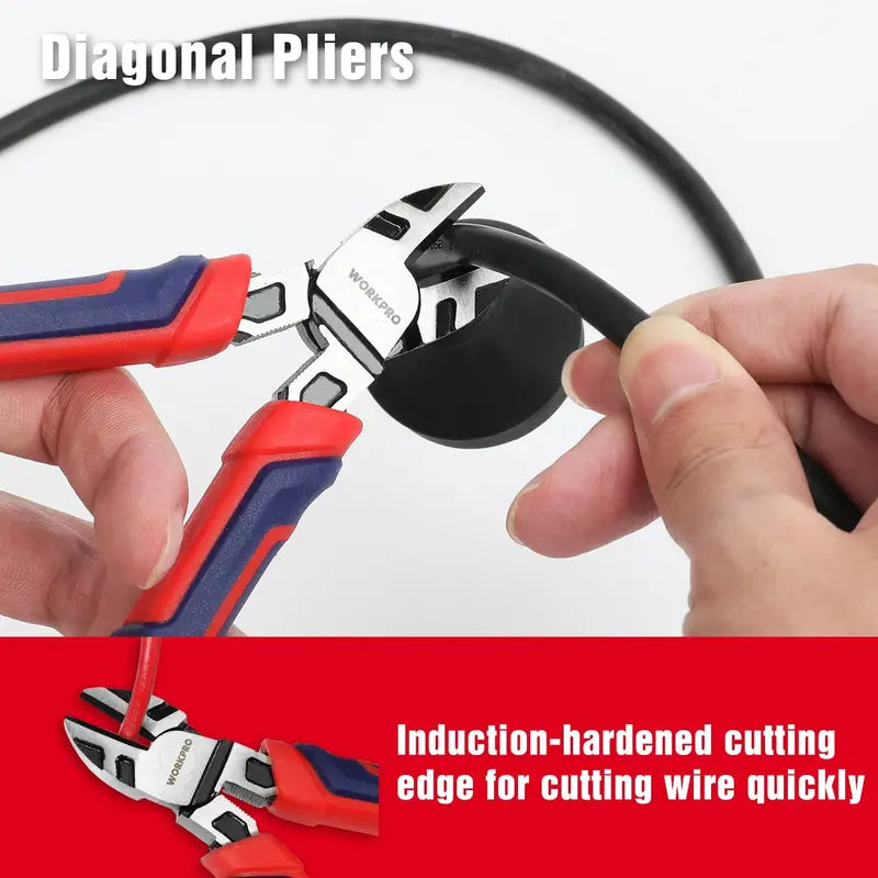 WORKPRO Premium CR-V Pliers Set â€?4-Piece Durable Construction Tool Collection