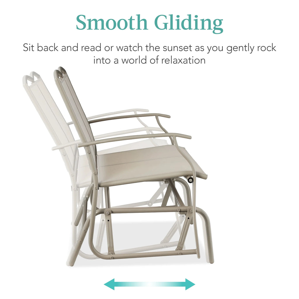 Best Choice Products 2 - Person Outdoor Swing Glider, Steel Patio Loveseat, Bench Rocker W/ Armrests - Gray