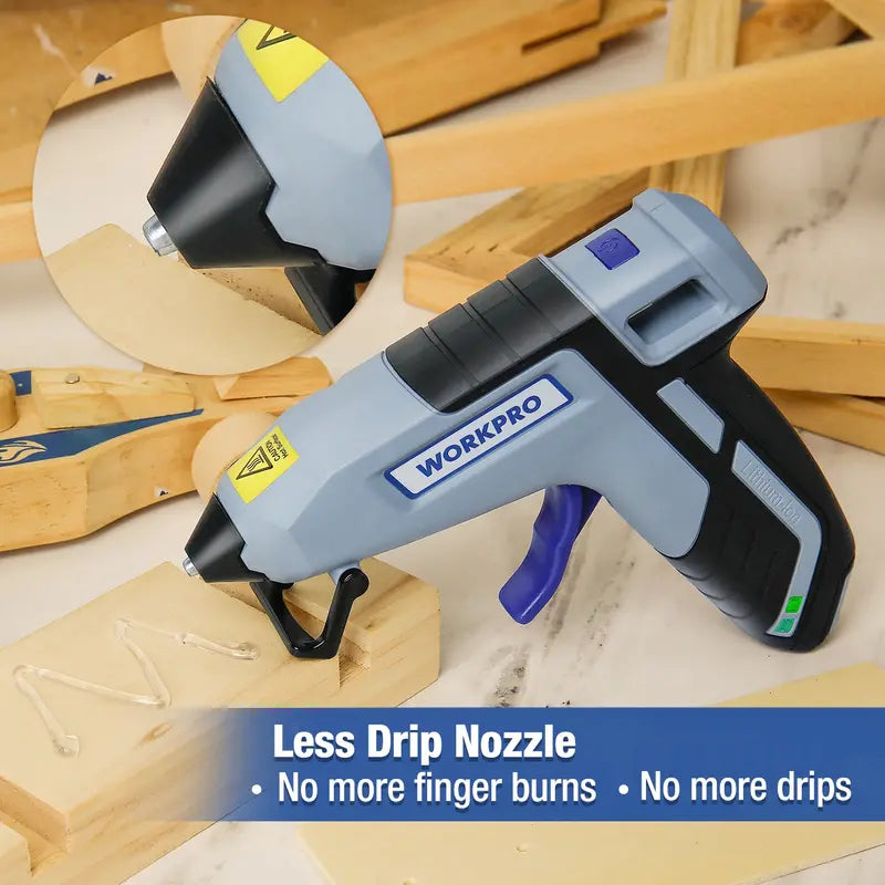 WORKPRO 3.6V Cordless Hot Glue Gun Kit â€?Low-Drip Design with 20 Mini Glue Sticks Included