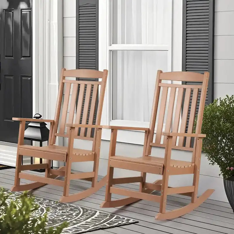 Vrakae All-Weather High-Back Rocking Chair Set â€?Two-Piece Outdoor Seating