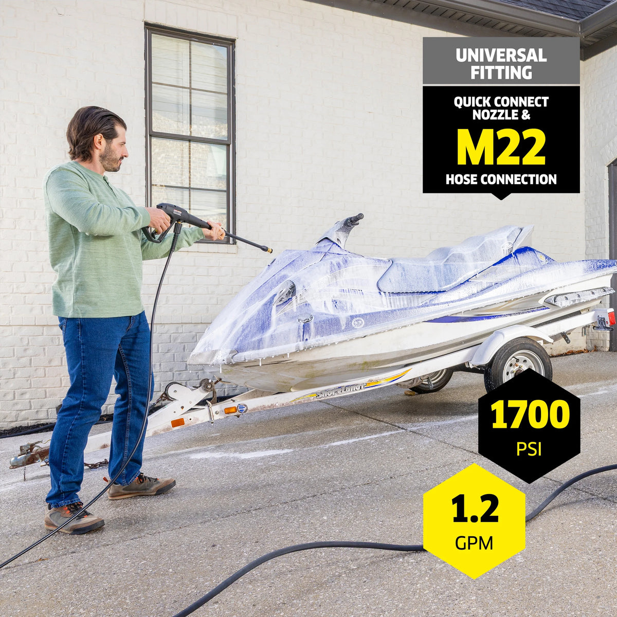 K?rcher Pressure Washer K1700, CETA Certified, 3 Spray Nozzles, Detergent Tank, for Cars, Driveways, Siding, Patios, 1.2 Max. GPM