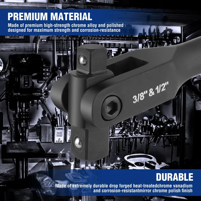 WORKPRO 16-Inch Dual-Drive Breaker Bar â€?360° Rotatable Head for 3/8â€?and 1/2â€?Drives