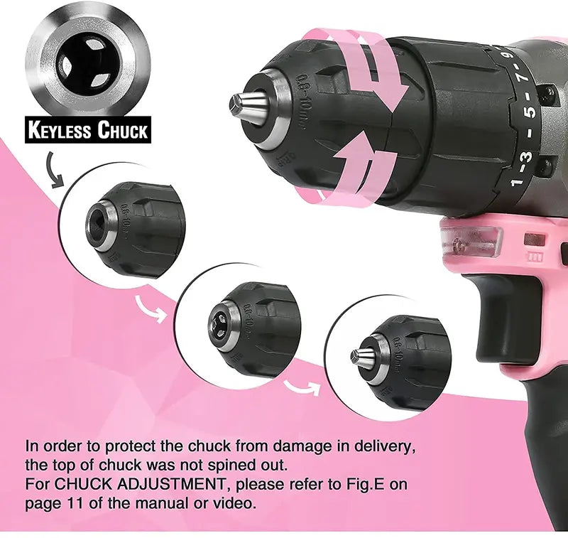 WORKPRO 20V Pink Lithium-Ion Cordless Drill Driver Kit â€?Pink Ribbon Edition