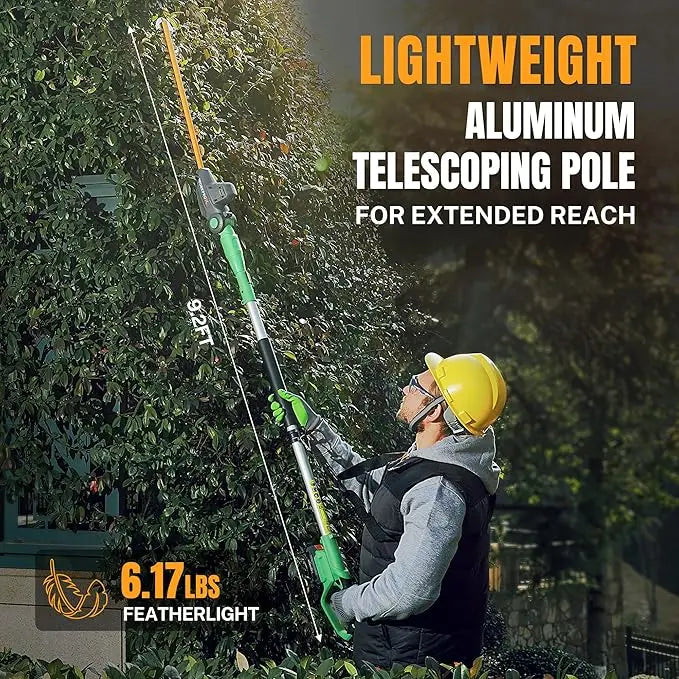 WORKPROX 20V Extendable Pole Hedge Trimmer â€?9.2-Foot Reach with 11-Position Rotating Head