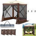 VEVOR 12×12 ft Hexagonal Pop-Up Canopy Shelter with Ventilated Mesh Windows and Compact Carry Bag