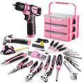 WORKPRO 43-Piece 8V Cordless Drill Driver Kit with Stackable Pink Tool Storage Box