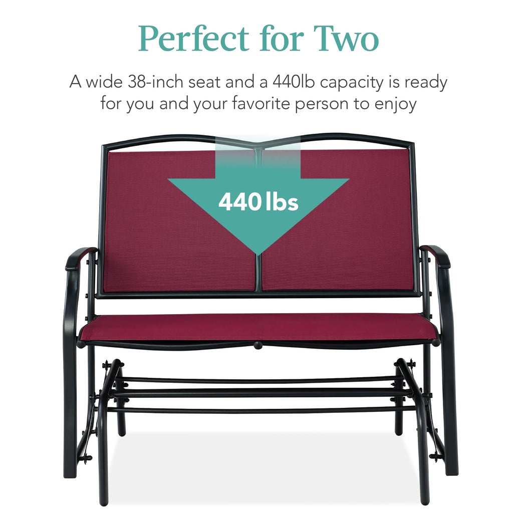 Best Choice Products 2 - Person Outdoor Swing Glider, Steel Patio Loveseat, Bench Rocker W/ Armrests - Gray