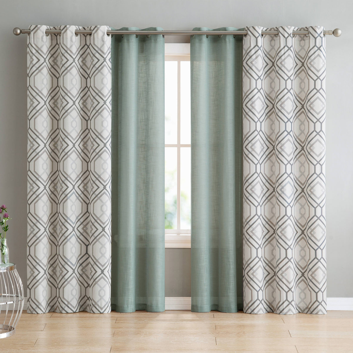 VCNY Home Jackston 4 Piece Curtain Panel Set - 38" W x 84" L - Charcoal