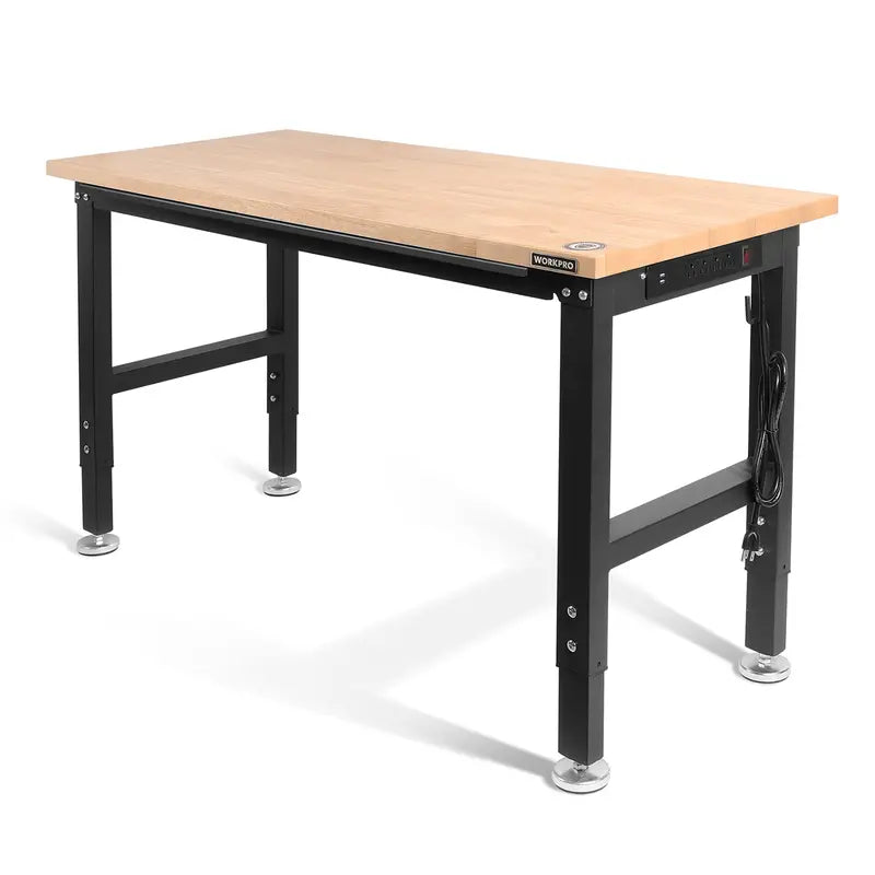 WORKPRO Heavy-Duty Adjustable Workbench â€?48â€?to 60â€?Expandable Hardwood Table (2000 LB Capacity)