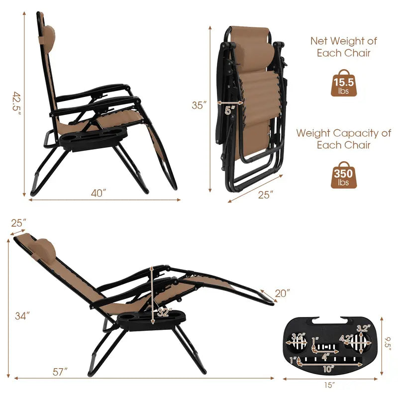 Zero Gravity Folding Lounge Chair â€?Reclining Ergonomic Patio Lounger