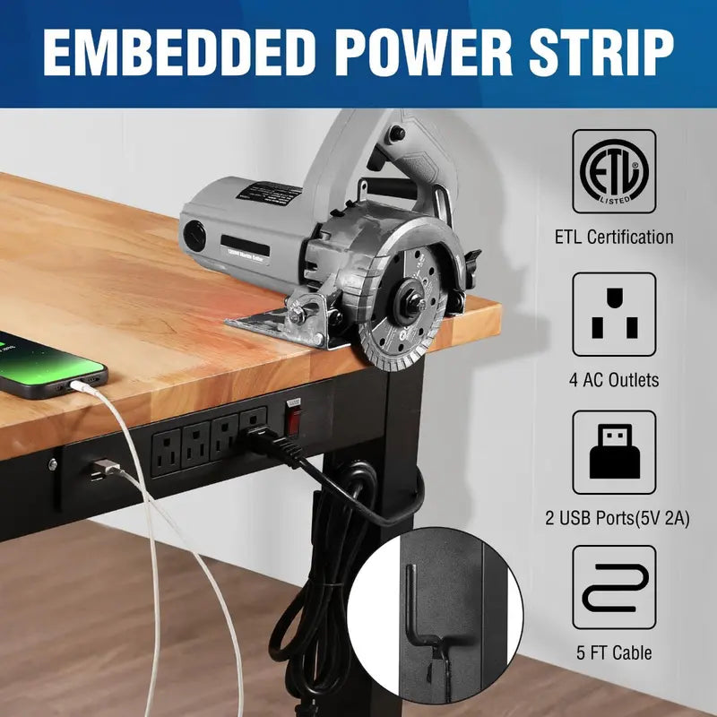 WORKPRO 48â€?x 22â€?Heavy-Duty Adjustable Workbench â€?1500-LB Load, Hardwood Surface