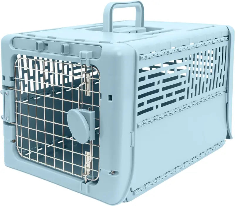 SportPet Designs Rolling Travel Dog Crate â€?Airline-Approved Plastic Kennel with Wire Door, XXX-Large Size, Gray