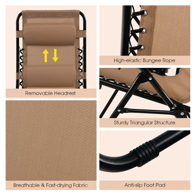 Zero Gravity Folding Lounge Chair â€?Reclining Ergonomic Patio Lounger