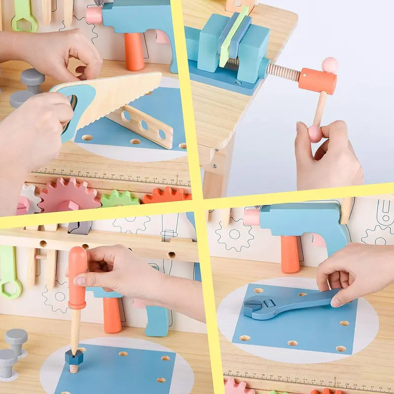 Wooden Kids' Tool Workbench â€?Hands-On Construction Play Table with Integrated Tool Set