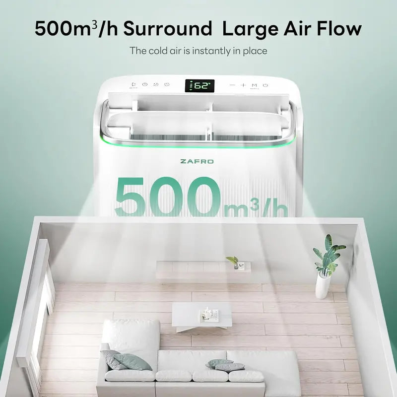 ZAFRO 8,000 BTU Portable AC Unit â€?4-Mode Energy-Efficient Cooler with Remote, 24-Hour Timer, Ideal for Bedrooms & Dorms, White Design
