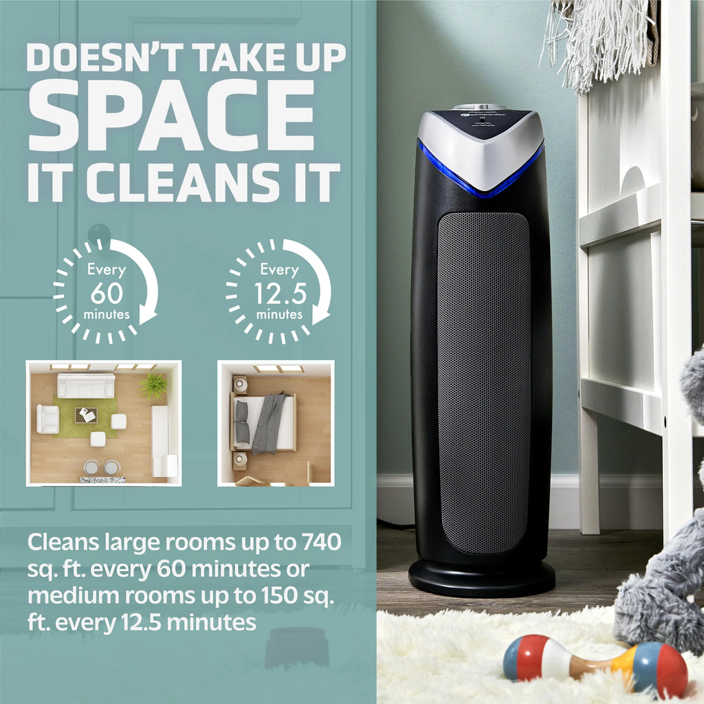 Germ Guardian Tower Air Purifier with HEPA Filter and UV - C Light Sanitizer, Gray, AC4825E