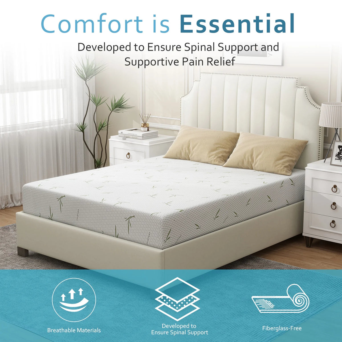 6'' Twin Size Memory Foam Mattress with Cover Breathable Bed Mattress in a Box, Certipur - US, Made in USA