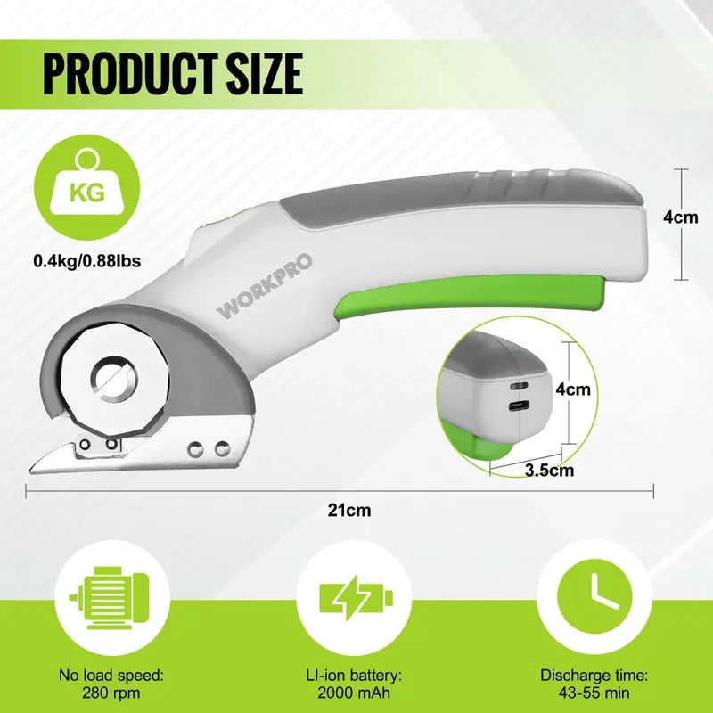 WORKPRO 4V Cordless Electric Scissors â€?Compact Rechargeable Cutting Tool