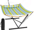 SUNCREAT Double Hammock with Stand â€?Two-Person Portable Hammock with Curved Spreader Bar