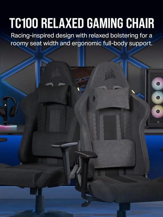 TC100 Relaxed Gaming Chair by TC, One Size, Gray & Black â€?Ergonomic Comfort for Gamers