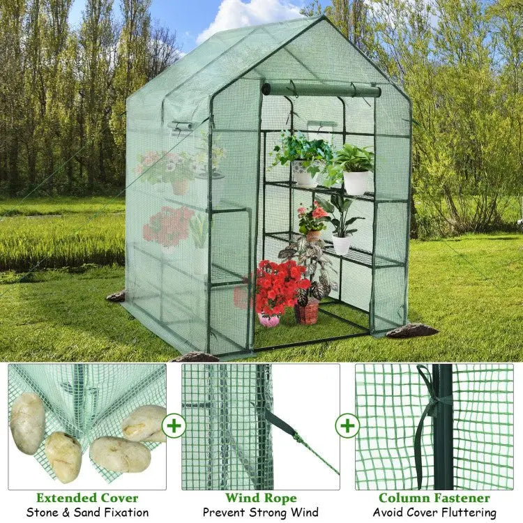 Spacious 56-Inch Walk-In Garden Greenhouse with Observation Windows